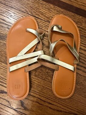 GAP Gold Strappy Sandals with Tan Footbed